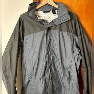 Men’s Marmot rain jacket, grey size Large